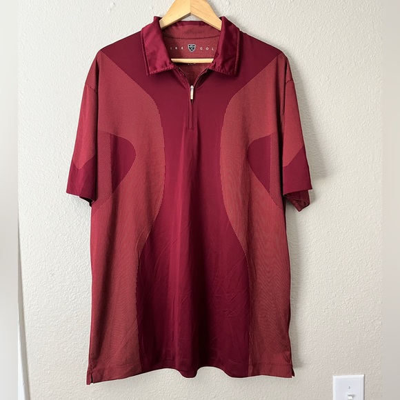 Nike Golf Polo 1/4 Zip Men Large Maroon Performance Short Sleeve Shirt Geometric - Picture 1 of 8